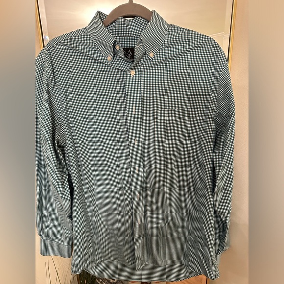 Jos. A. Banks Men’s Tight Green Checkered Button Down Size Medium - Picture 1 of 2